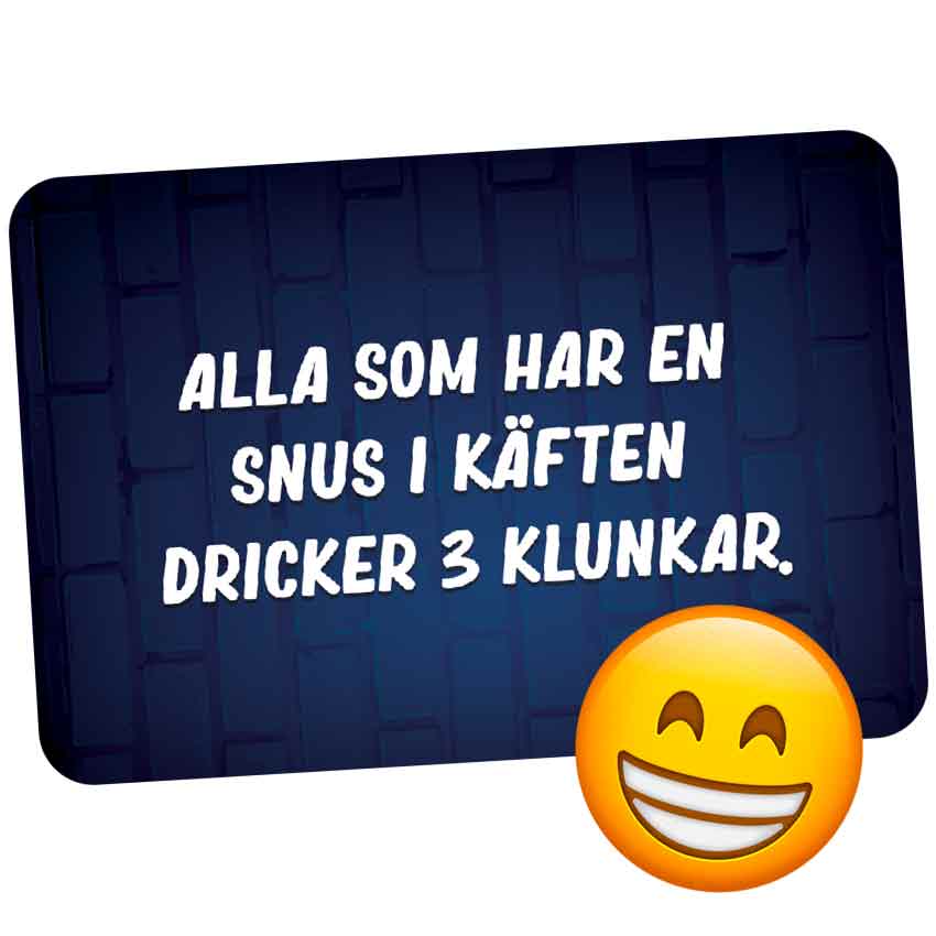 Roligt kort från spelet Fyllekort förfestspel